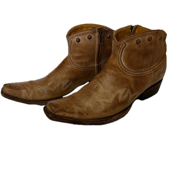 Old Gringo 2790 Yippee Ki Yay Tan Studded Ankle Cowboy Boots Men 11D - Picture 3 of 8